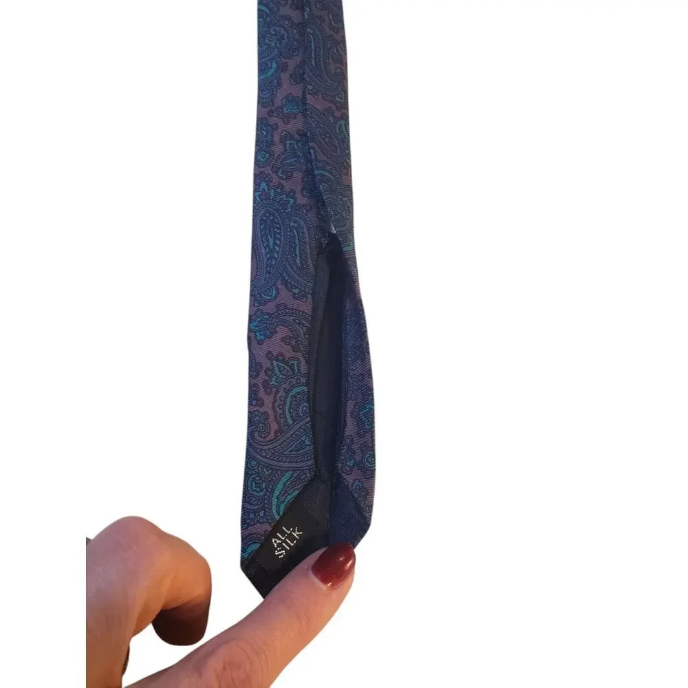Vintage Contissima Mens Tie Necktie Luxury Purple‎ Blue Paisley Businesscore